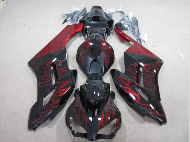 Carénage Moto Honda CBR1000RR 2004-2005 - Noir Brillant Rouge Flamme Abordables