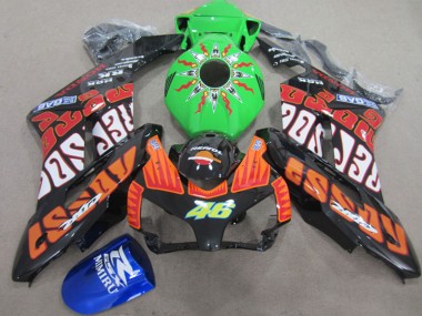 Carénages Moto Honda CBR1000RR 2004-2005 - Orange Vert Rossi Noir Brillant Repsol Rossi 46 Abordables