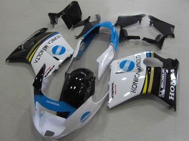 Carénages Moto Honda CBR1100XX Blackbird 1996-2007 - Blanc Bleu Noir Brillant Konica Minolta Abordables
