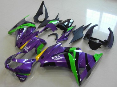 Carénages Moto Kawasaki ZX250R 2008-2012 - Violet Vert Jaune Noir EVA Courses Abordables
