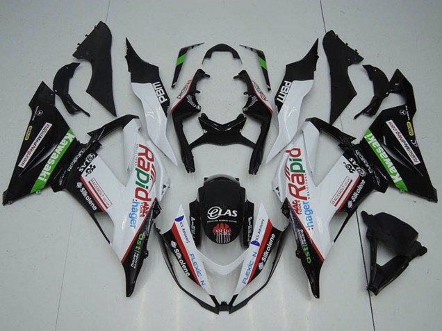 Carénages Moto Kawasaki ZX6R 2013-2018 - Blanc Vert Noir Rouge Rapid