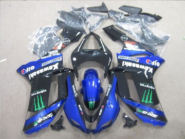 Carénages Moto Kawasaki ZX6R 2007-2008 - Noir Bleu Vert Monstre Abordables