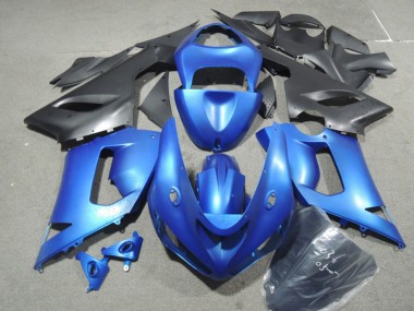 Kits Carénage Moto Kawasaki ZX6R 2005-2006 - Bleu Noir Mat Abordables