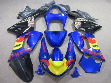 Carénages Moto Kawasaki ZX6R 2005-2006 - Bleu Jaune Noir Red Bull Abordables