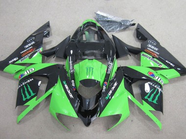 Carénages Moto Kawasaki ZX10R 2004-2005 - Noir Vert Monstre Abordables