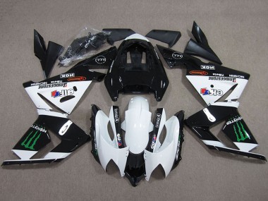 Carénages Moto Kawasaki ZX10R 2004-2005 - Noir Blanc Monstre Abordables