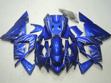 Carénages Moto Kawasaki ZX10R 2004-2005 - Bleu Blanc Flamme Abordables