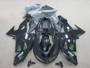 Carénages Moto Kawasaki ZX10R 2006-2007 - Noir Brillant Vert Monstre Abordables