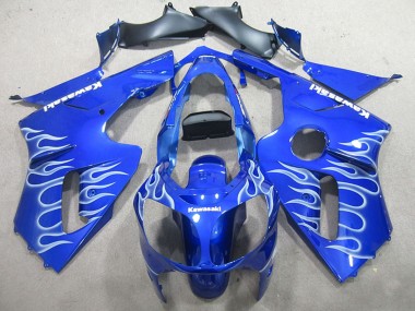 Carénages Moto Kawasaki ZX12R 2000-2001 - Bleu Blanc Flamme Abordables
