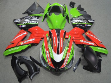 Carénages Moto Kawasaki ZX14R ZZR1400 2006-2011 - Vert Rouge Blanc Noir Elf Motocard Abordables
