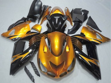 Carénage Moto Kawasaki ZX14R ZZR1400 2006-2011 - Or Noir Brillant Abordables