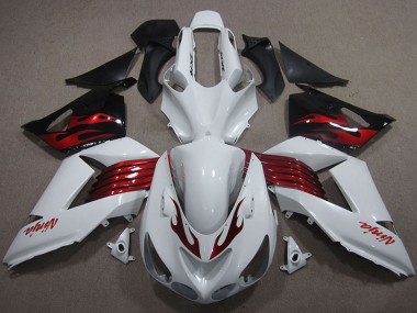 Carénages Moto Kawasaki ZX14R ZZR1400 2006-2011 - Blanc Rouge Noir Abordables