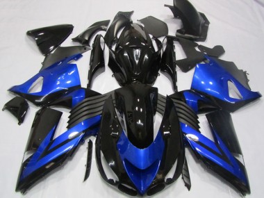 Carénages Moto Kawasaki ZX14R ZZR1400 2006-2011 - Bleu Noir Brillant Abordables