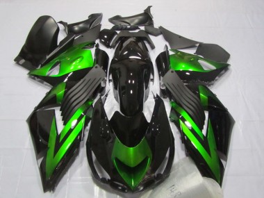 Carénages Moto Kawasaki ZX14R ZZR1400 2006-2011 - Noir Brillant Vert Bande Abordables