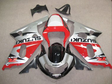 Carénages Moto Suzuki GSXR 600 2001-2003 - Argent Rouge Noir Brillant Abordables