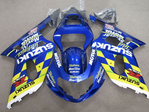 Carénages Moto Suzuki GSXR 600 2001-2003 - Bleu Jaune Telefonica MoviStar