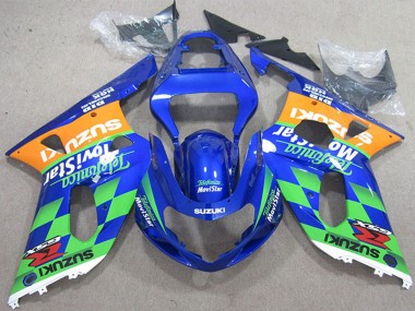 Carénages Moto Suzuki GSXR 600 2001-2003 - Bleu Orange Vert Telefonica MoviStar Abordables