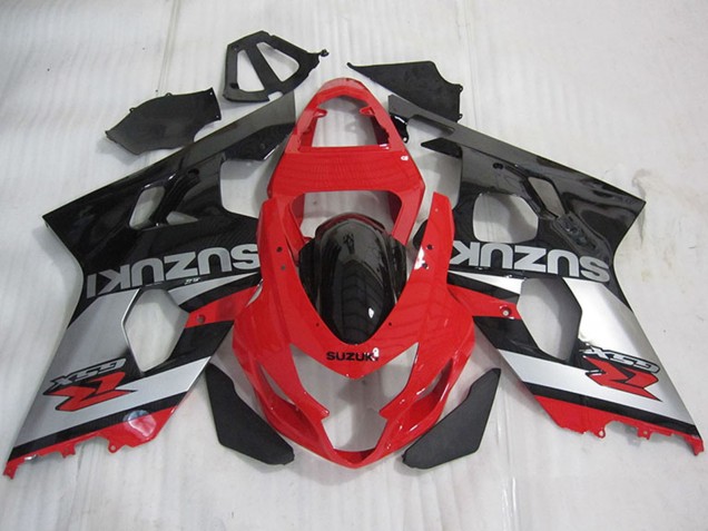 Carénages Moto Suzuki GSXR 600 2004-2005 - Rouge Argent Noir Brillant
