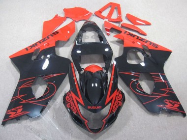 Carénages Moto Suzuki GSXR 600 2004-2005 - Noir Brillant Rouge Abordables