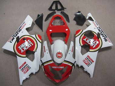 Carénages Moto Suzuki GSXR 600 2004-2005 - Blanc Rouge Lucky Strike Motul Abordables