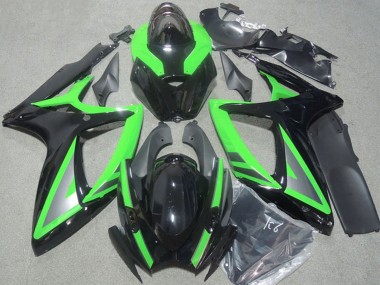 Carénages Moto Suzuki GSXR 600 2006-2007 - Vert Noir Brillant Argent Abordables