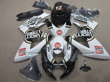 Carénages Moto Suzuki GSXR 600 2006-2007 - Blanc Noir Rouge Lucky Strike Motul Abordables