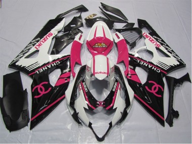 Carénages Moto Suzuki GSXR 600 2006-2007 - Blanc Rose Noir Chanel Abordables