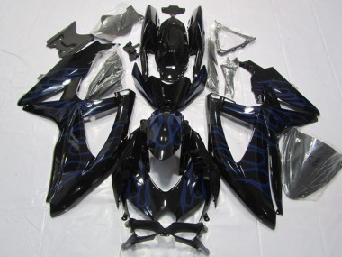 Carénages Moto Suzuki GSXR 600 2008-2010 - Noir Brillant Bleu Flamme Abordables