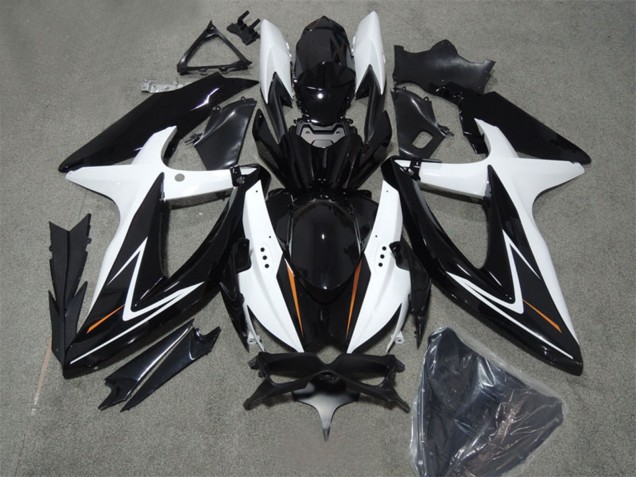 Carénages Moto Suzuki GSXR 600 2008-2010 - Blanc Noir Brillant