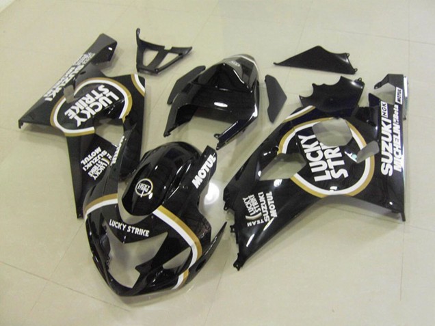 Carénages Moto Suzuki GSXR 750 2004-2005 - Noir Brillant Blanc Lucky Strike Motul