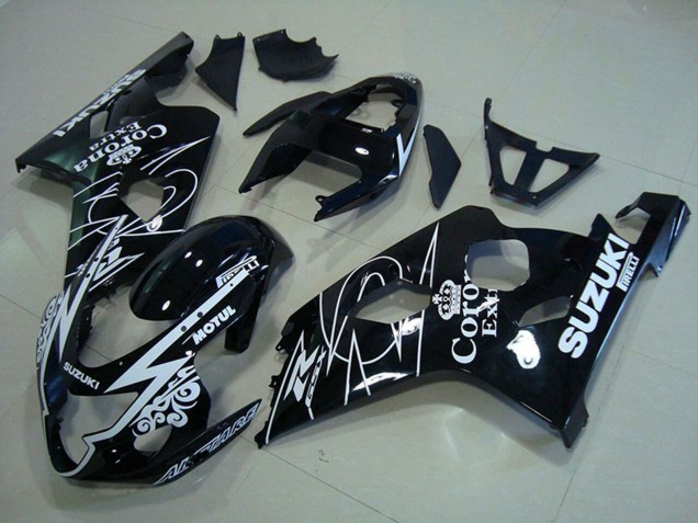 Carénages Moto Suzuki GSXR 750 2004-2005 - Noir Brillant Blanc Corona Extra Motul