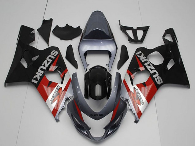Carénages Moto Suzuki GSXR 750 2004-2005 - Argent Gris Rouge Noir