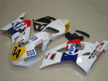Carénages Moto Suzuki GSXR 750 2004-2005 - Blanc Bleu Rouge Jaune Pepsi 34 Abordables