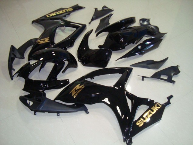 Carénages Moto Suzuki GSXR 750 2006-2007 - Noir Brillant Or Décalque