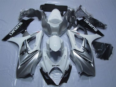 Carénage Moto Suzuki GSXR 1000 2007-2008 - Blanc Argent Noir Abordables