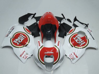 Carénages Moto Suzuki GSXR 1300 Hayabusa 1996-2007 - Blanc Rouge Lucky Strike Motul Abordables