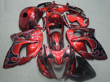 Carénages Moto Suzuki GSXR 1300 Hayabusa 2008-2020 - Rouge Noir Flamme Abordables