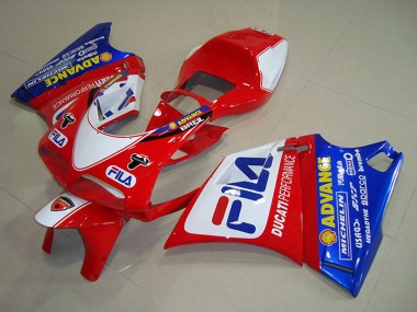 Carénages Moto Ducati 748 1993-2005 - Blanc Rouge Bleu Fila Abordables