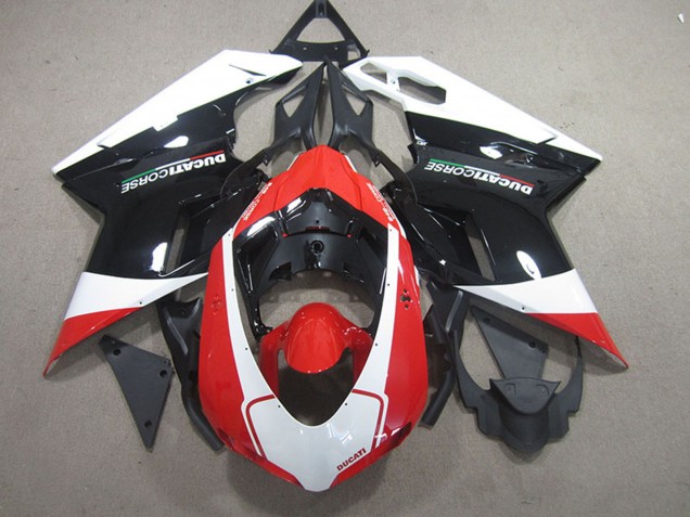 Kits Carénage Moto ABS Ducati 848 1098 1198 2007-2014 - Blanc Rouge Noir Brillant