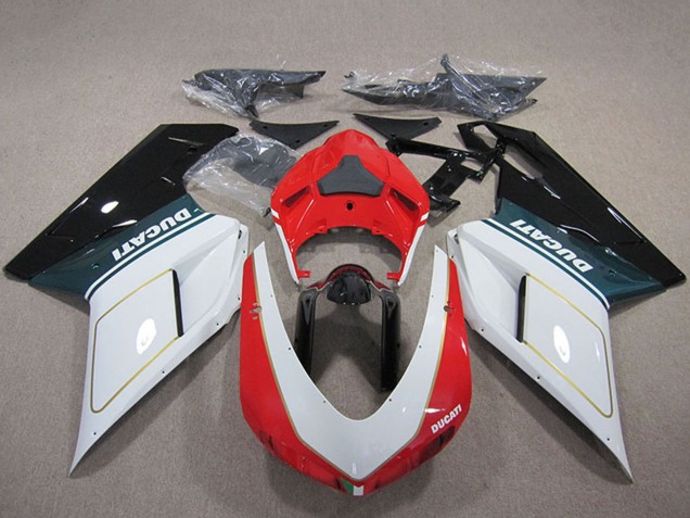 Kits Carénage Moto Ducati 848 1098 1198 2007-2014 - Blanc Rouge Noir Brillant