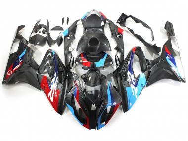 Carénages Moto BMW S1000RR 2015-2016 - Bleu Rouge Fibre de Carbone Abordables