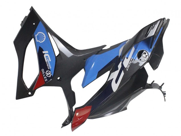 Carénages Moto BMW S1000RR 2023-2024 - Bleu Rouge Fibre de Carbone