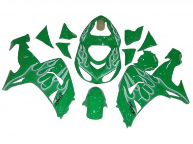 Carénages Moto Kawasaki ZX10R 2006-2007 - Vert Blanc Flamme Abordables