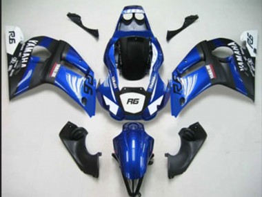 Carénages Moto Yamaha YZF 600 R6 1998-2002 - Bleu Blanc Noir Mat Abordables