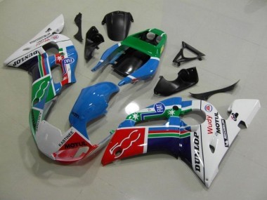 Bleu Blanc Vert Rouge Wudy Motul Dunlop Carénage Yamaha R6 1998-2002 Abordables