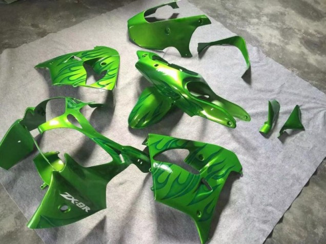 Vert Vert Flamme Carénage Kawasaki ZX9R 2000-2001 Vert Vert Flamme Carénage Kawasaki ZX9R 2000-2001