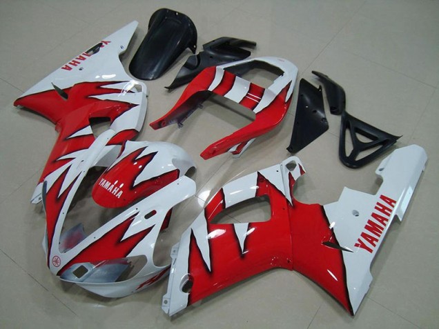 Blanc Rouge Flamme Carénage Yamaha R1 2000-2001 Blanc Rouge Flamme Carénage Yamaha R1 2000-2001