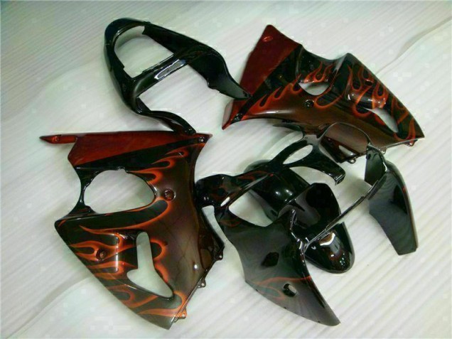 Noir Rouge Flamme Carénage Kawasaki ZX6R 2000-2002 Noir Rouge Flamme Carénage Kawasaki ZX6R 2000-2002