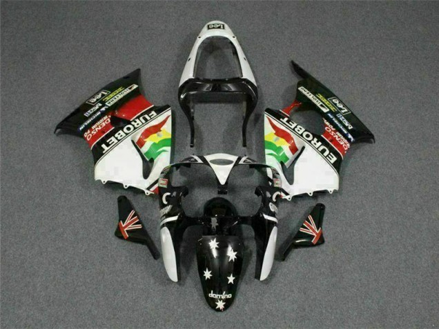 Noir Blanc Eurobet Carénage Kawasaki ZX6R 2000-2002 Noir Blanc Eurobet Carénage Kawasaki ZX6R 2000-2002