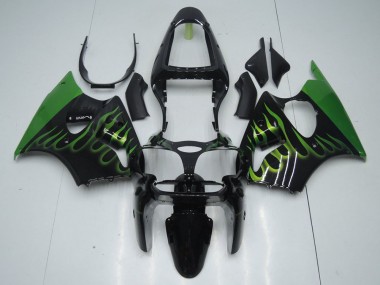 Noir avec Vert Flamme Carénage Kawasaki ZX6R 2000-2002 Abordables